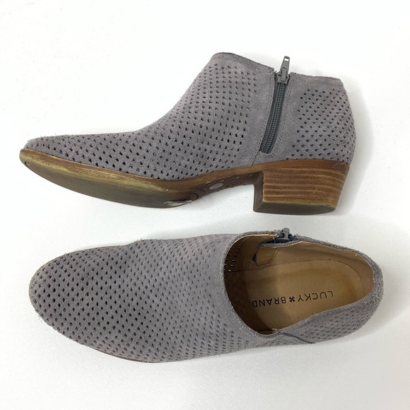 grey perforated booties